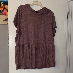 Lane Bryant Heathered Burgundy Hooded Tunic
